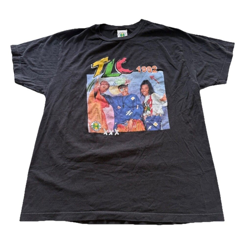 TLC Cross Colours 1992 Female Rap Tee T Shirt Black Short Sleeve Men's Large Vtg